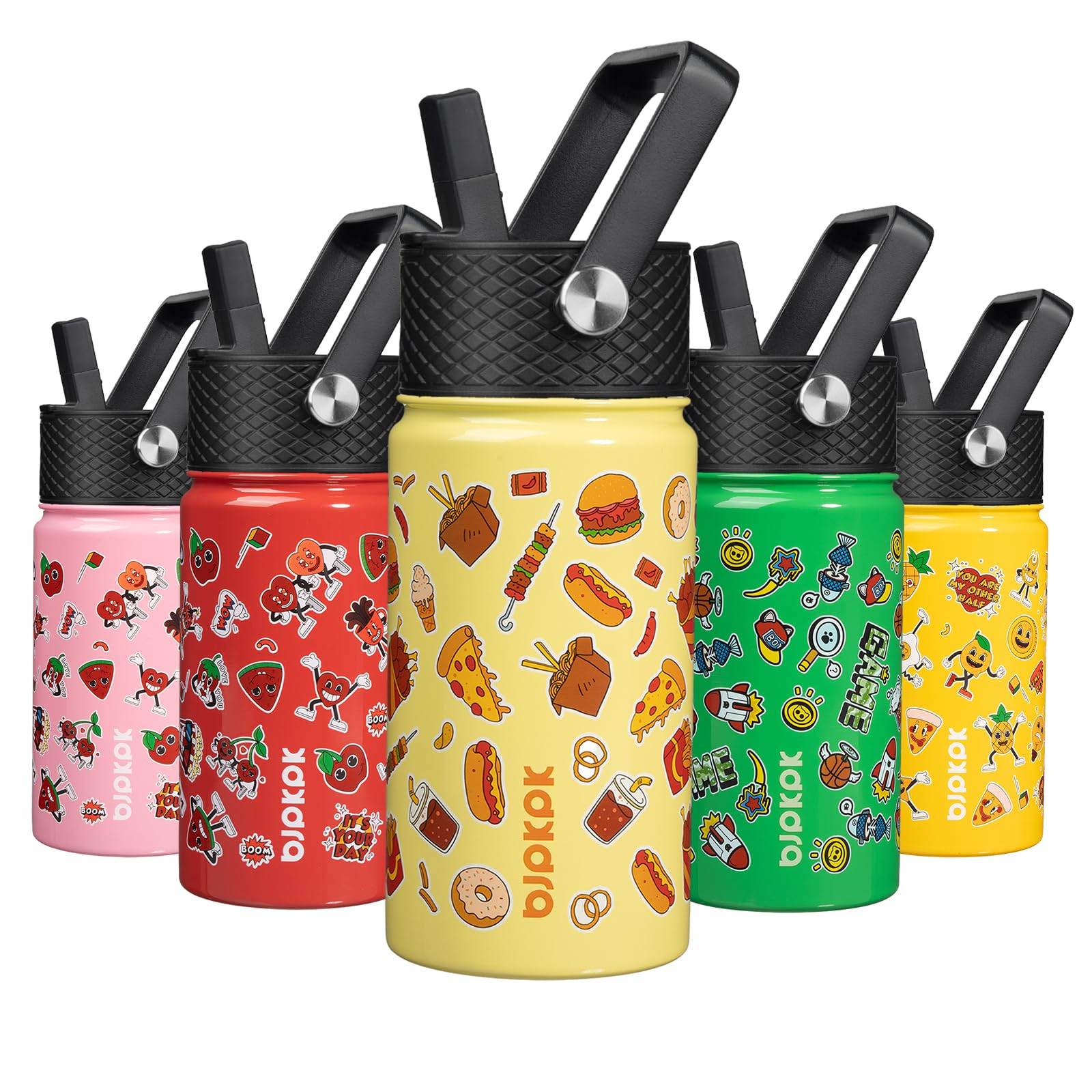BJPKPK Insulated Water Bottle, 15oz Stainless Steel with Straw Lid