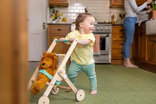 Miniatura 6 de LOVEVERY  The Buddy Stroller  Cochecito de muñeca de juguete de madera para juego de simulación, a partir de 12 meses