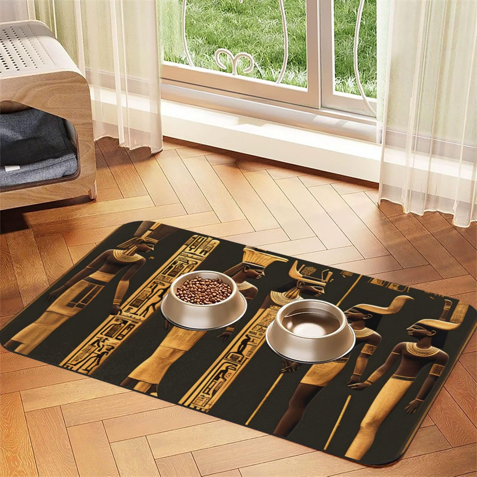 Tapis d'alimentation antidérapant en cuir pour chiens et chats lavable