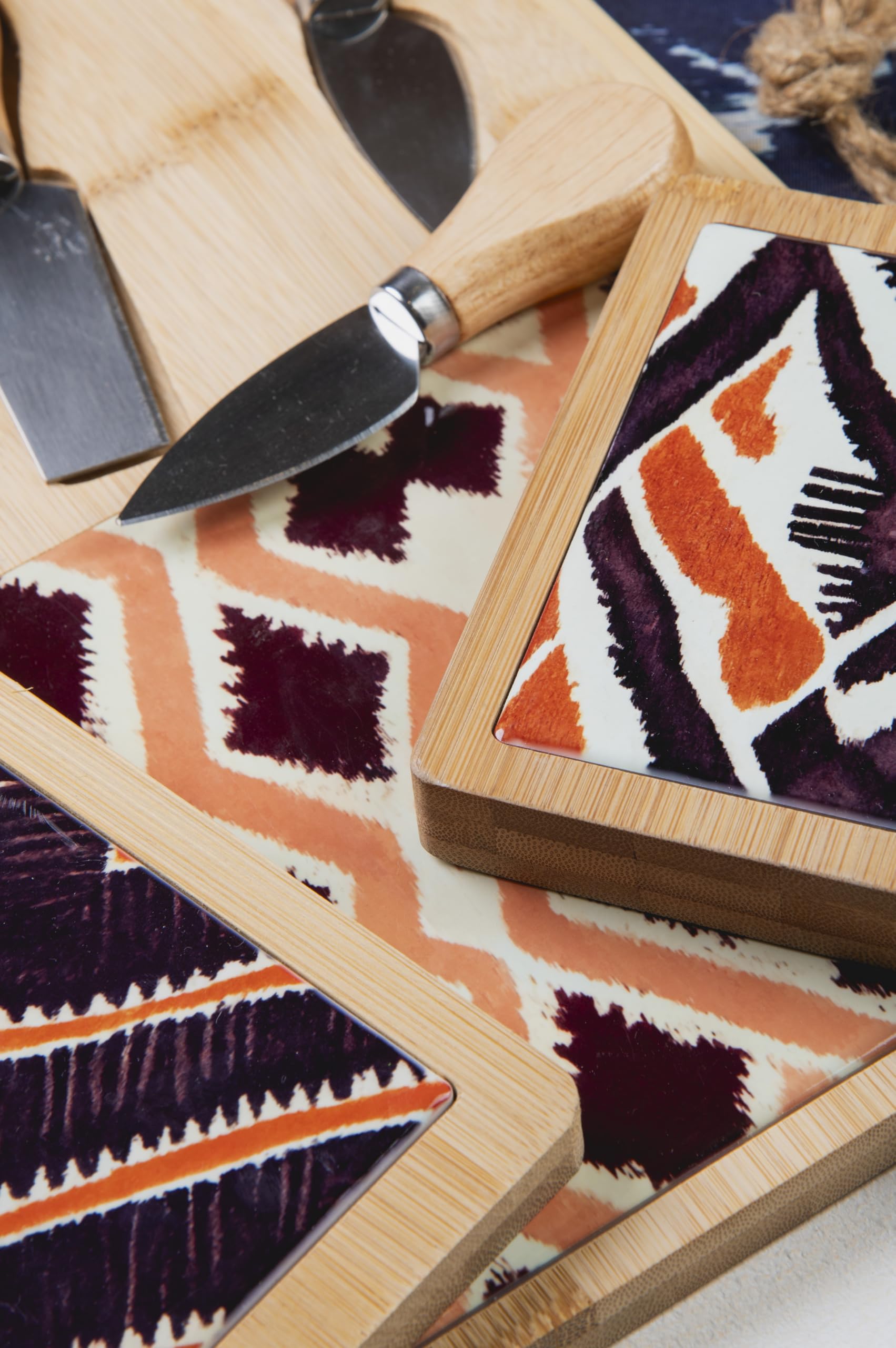 Tabla de cortar rectangular de 40 x 12,5 cm de cerámica y bambú, Malindi