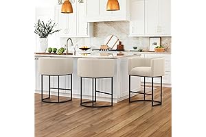 Linen Black Counter Chairs for Kitchen Island, LUE BONA Swivel Counter Height...