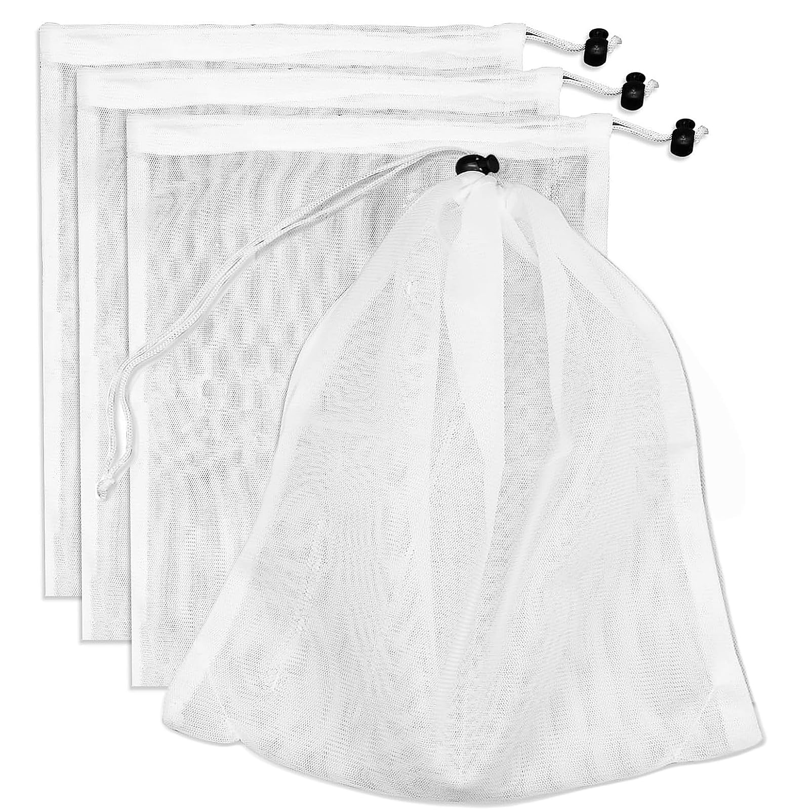 KAIRUIERD 4-Pack Replacement Pool Vacuum Mesh Bags - Fine Filter Net with Locking Cord for Swimming Pools, Ponds & Aquariums, Collects Leaves Debris