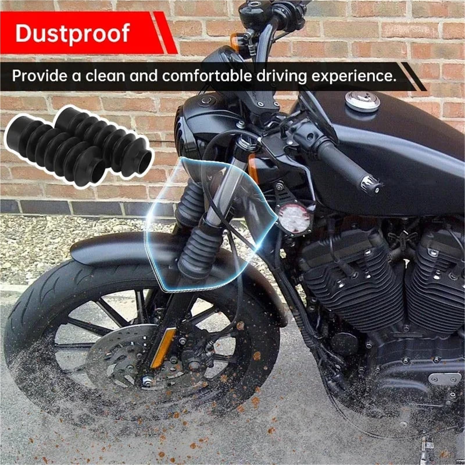 Copriforcella Adatto per Harley Dyna FXD Sportster XL883 XL1200 39mm Moto Gomma Anteriore Forcella Lunga Soffietti Gators Coperture