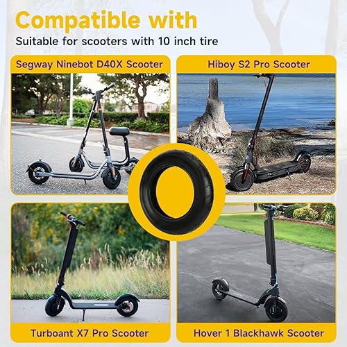 Vista 3 de HIAORS Juego de neumático y cámara de aire 10x2.125 de repuesto para patinete eléctrico Segway D40X F20 F30 F40, neumático de 25 cm para Gotrax G4