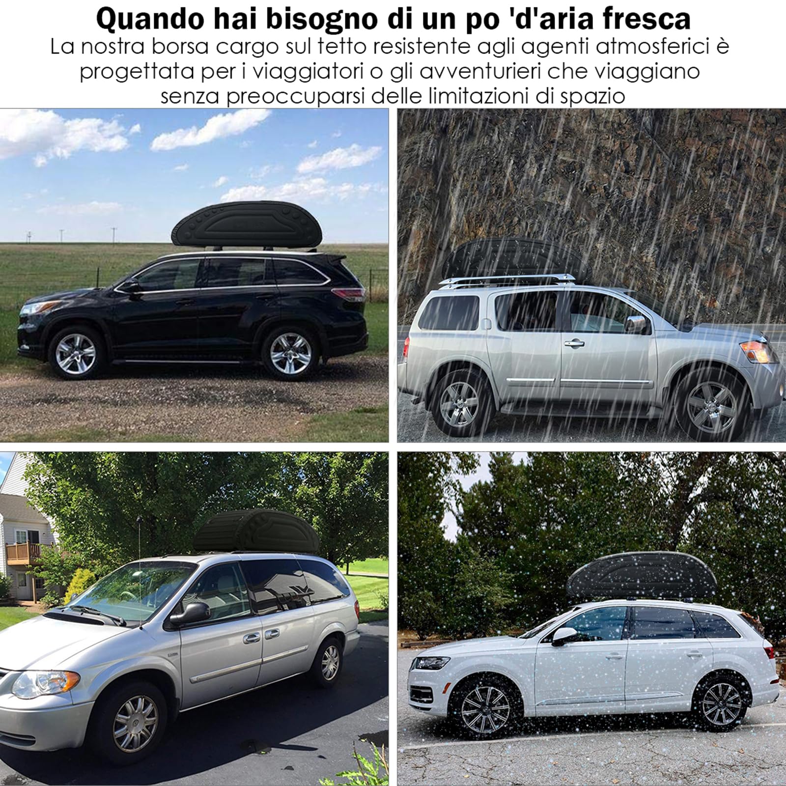 COSTWAY Borsa da Tetto per Auto Impermeabile 14Cu.Ft/400L, Box Tetto Universale Pieghevole con Borsa+ 4 Cinghie Rinforze+ 4 Ganci, Portabagagli per Tutti i Veicoli con/senza Barre Portapacchi