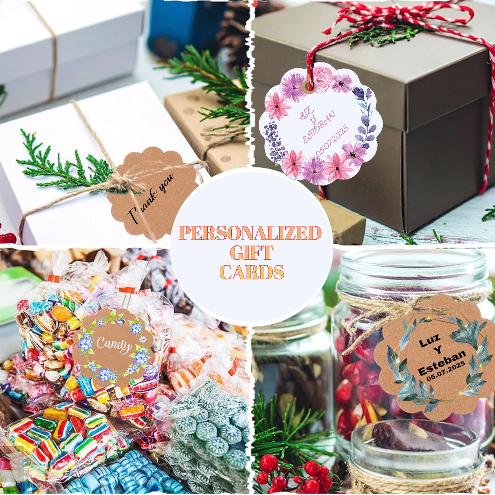 Confezione da 100 etichette per regali in carta kraft con cordoncino, per artigianato e regali. Personalizza e prezzo il tuo merchandise