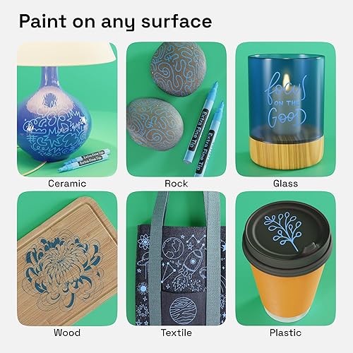 Miniatura 96 de ARTISTRO - 2 plumones de pintura acrílica blanca, punta media de 3 mm, perfectos para manualidades, proyectos de arte y más Blanco