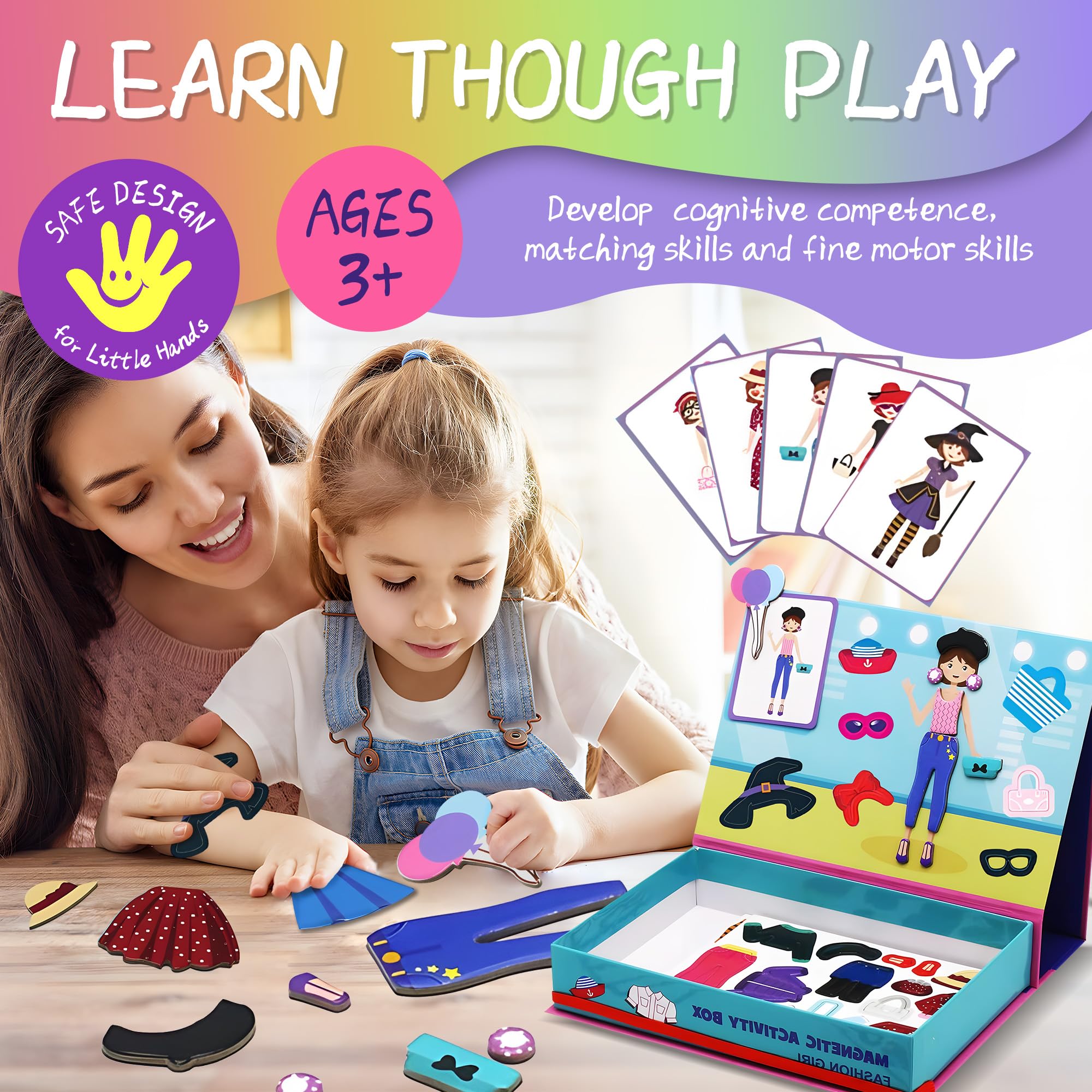 Magnetic Paper Dolls for Girls ages 4-7 - 71 PC Fashion Girl Magnetic Dress Up Dolls Kits & Preschool Toddler Learning Activities, Travel-Friendly STEM Toy, Fun Fridge Magnets for Toddlers 3-12