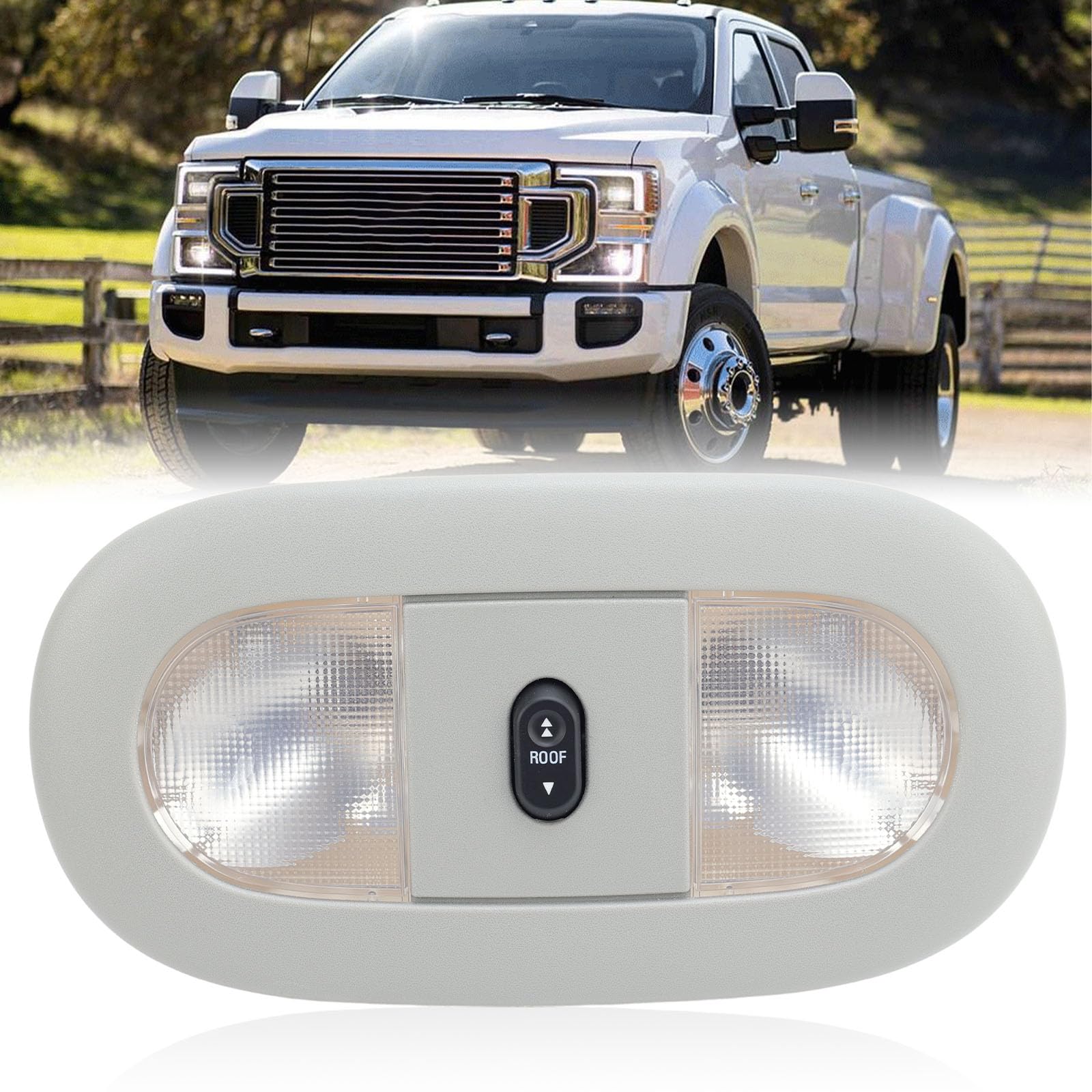 LED Reading Light for 2008-2010 Ford F250 F350 F450 F550 Super Duty Interior Dome Roof Map Lamp Cab Light Overhead Consoles(Gray)
