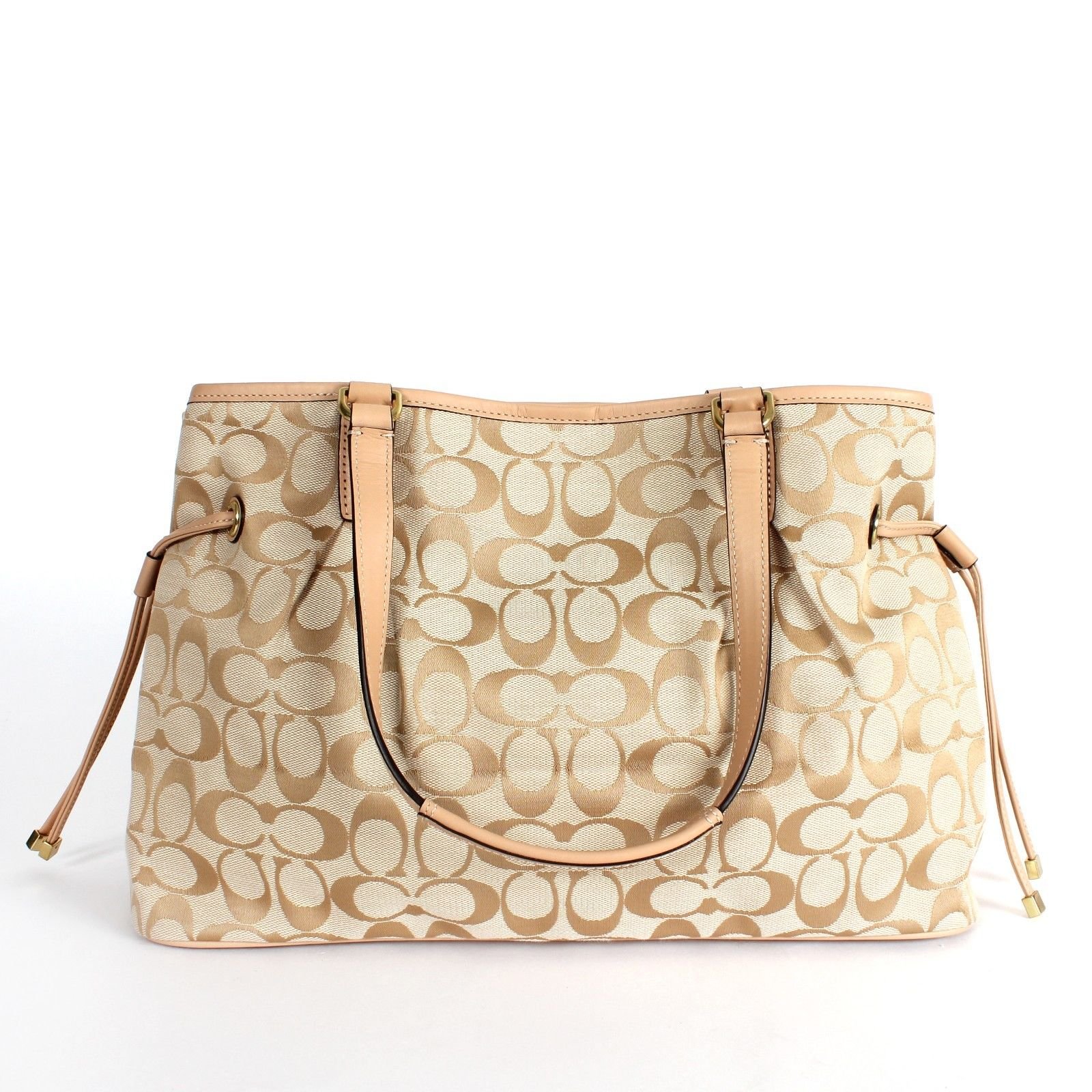 Coach Signature Stripe Drawstring Carryall In Light Khaki And