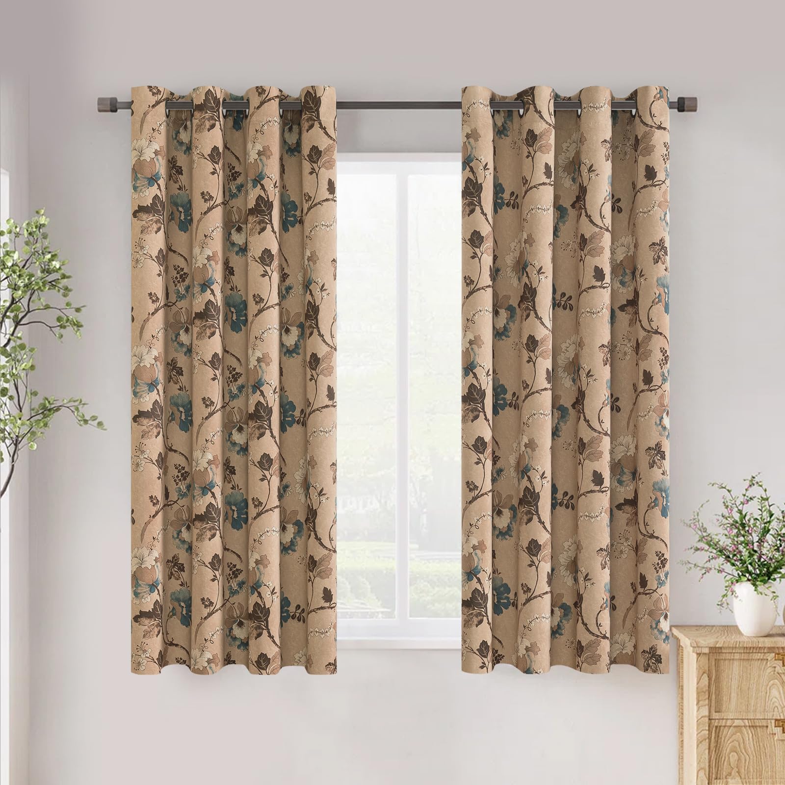 H.VERSAILTEX Cortinas opacas para dormitorio/sala de estar, cortinas estampadas con aislamiento térmico de 160 cm de largo, eficiencia energética, cortinas de oscurecimiento de habitación (2 paneles