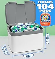 Vista 2 de Skywin Contenedor de cápsulas de lavandería con tapa deslizante, contenedor de almacenamiento de cápsulas de lavandería para organización de Blanco