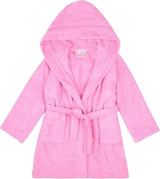 BAGNO MILANO Kids Turkish Cotton Beach Cover-Up Hooded Towel for Boys and Girls Pink, 13-15 Years