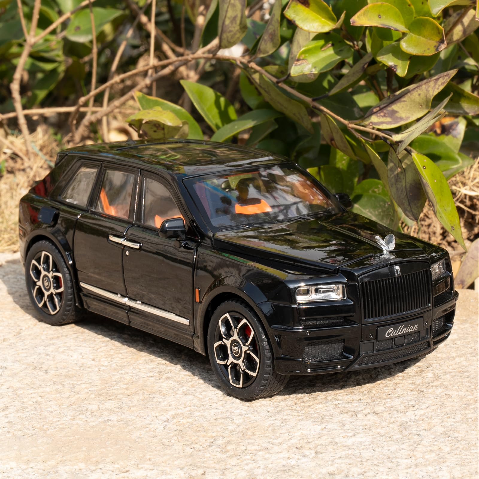 imtfzct 1/24 Rolls Royce Cullinan Alloy modellino auto giocattolo da collezione, regalo per bambini, auto giocattolo con funzione audio e luce e funzione pull-back (nero