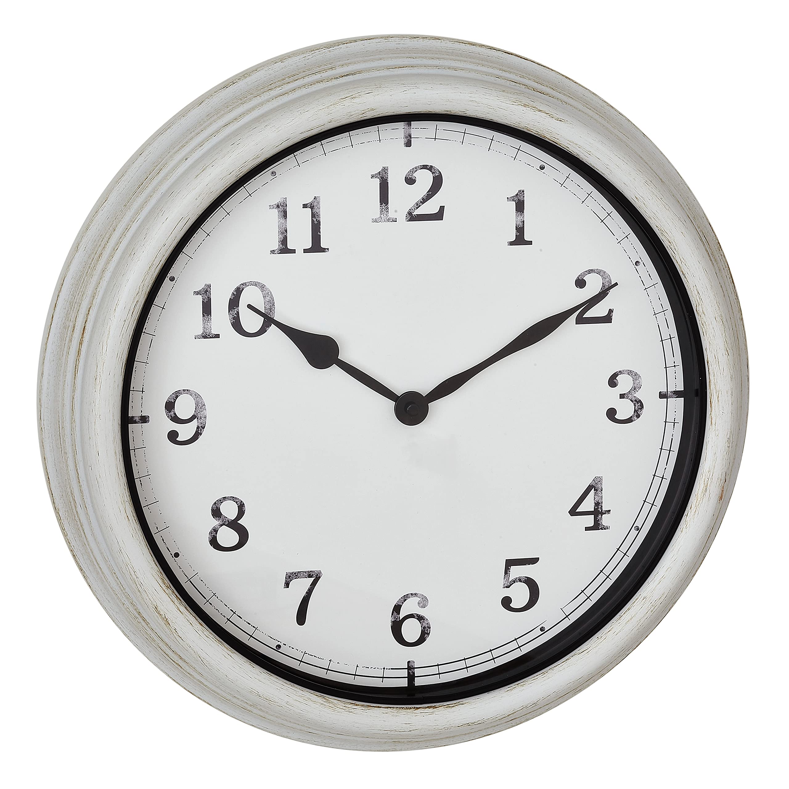 TFA Dostmann Reloj de Pared analógico XL para Exteriores, 60.3067.02, con diseño Retro, Resistente a Salpicaduras, Metal y Cristal, para terraza o balcón, Color Blanco