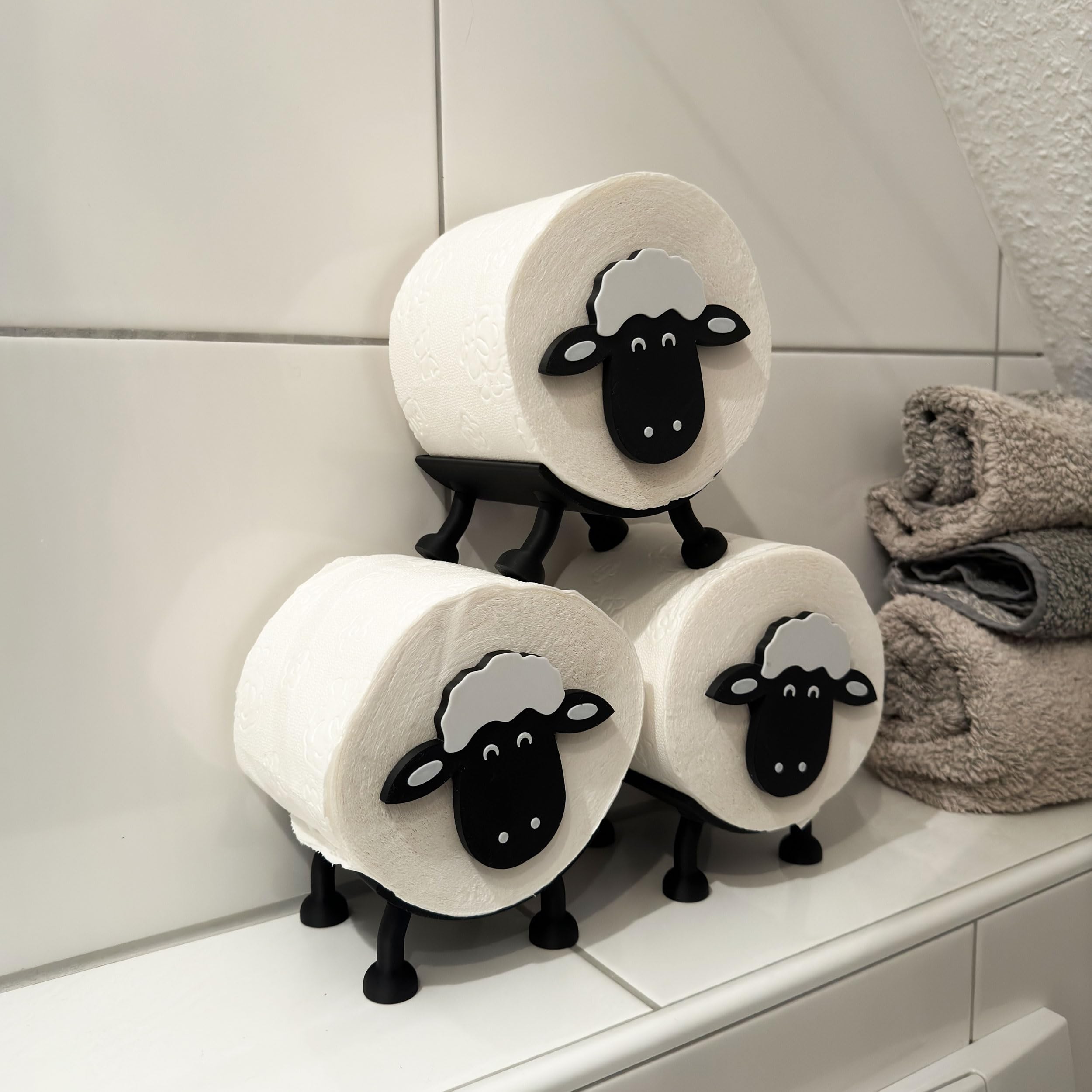 Portarotolo Carta Igienica A Forma Di Pecora - Set Di 3 Supporti Per Rotoli Da 42 Mm, Divertente E Pratico - Foto 10