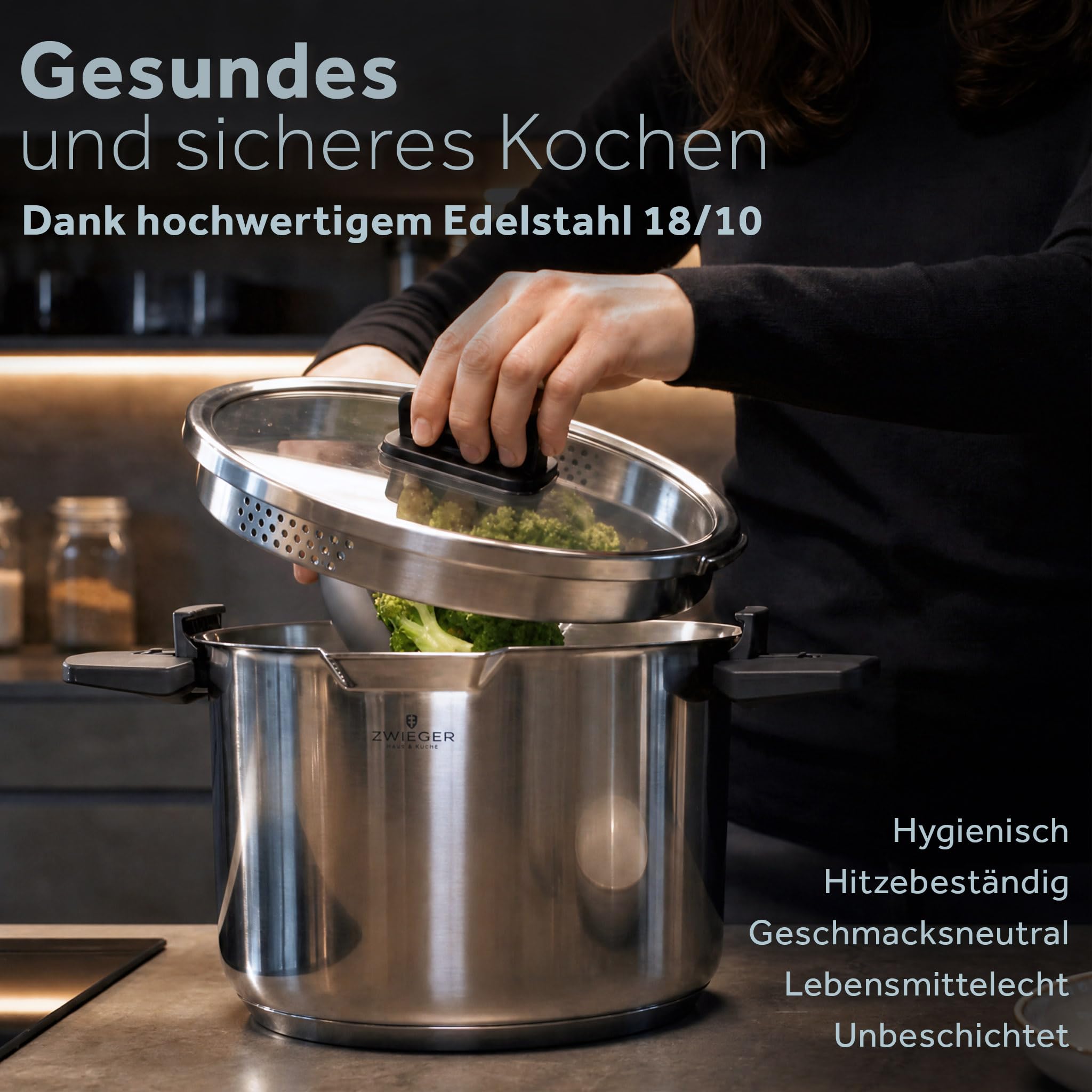 ZWIEGER Stapelbares Topfset Induktion 3-teilig – Kochtopf Set – Edelstahl