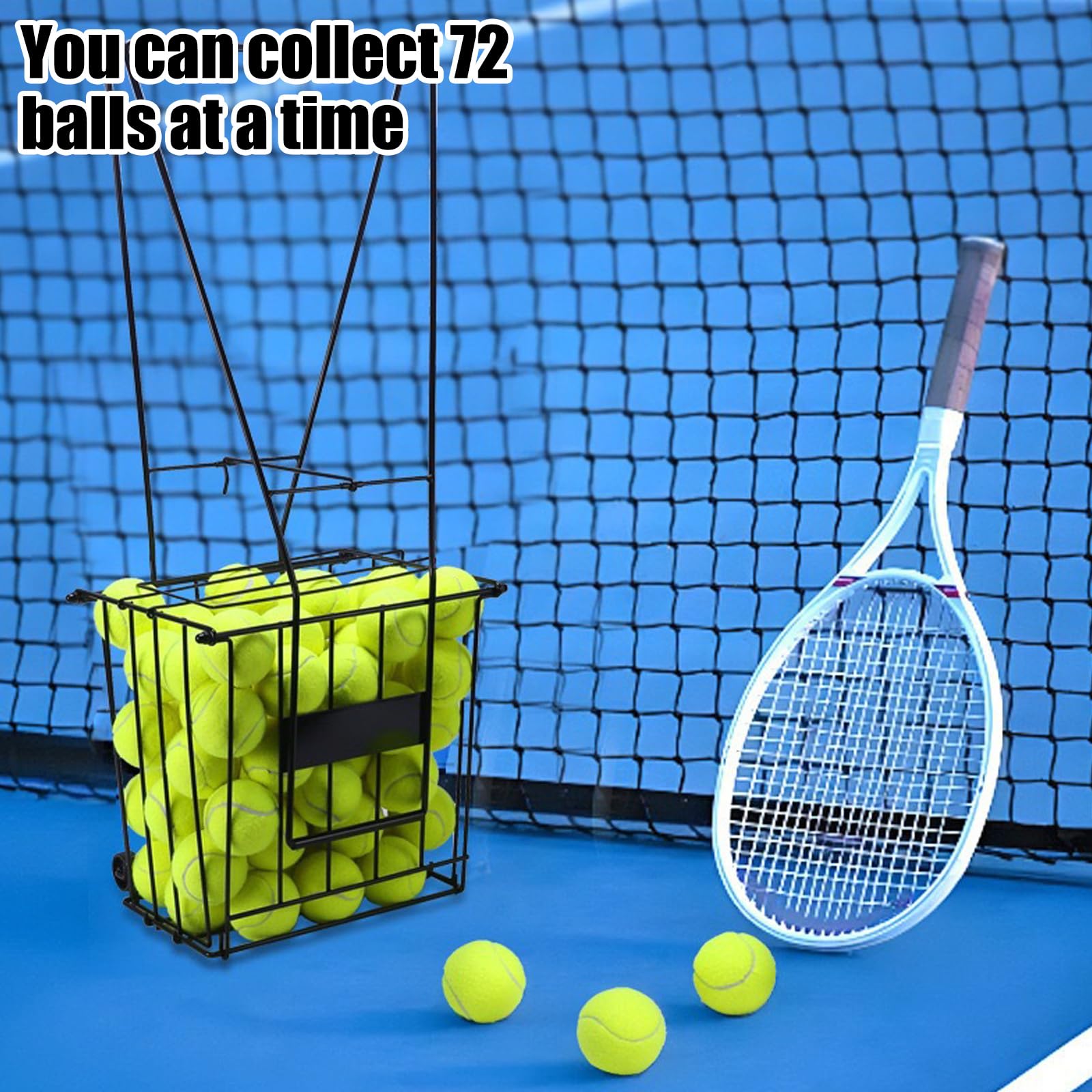Pickleballs - Carrito de bolas con marco de metal negro pequeño