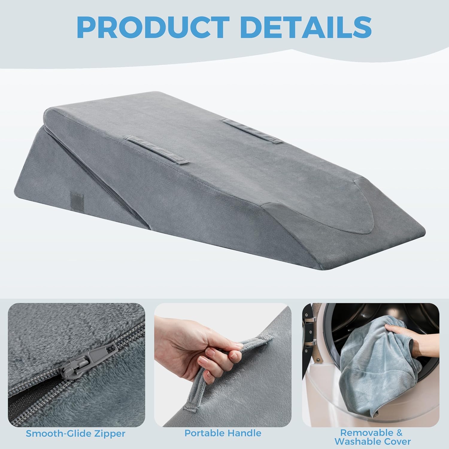 Ganondorf 2-in-1 Leg Elevation Pillow for Post Surgery – 8" & 10" Adjustable Premium Foam Leg Pillow, Knee Replacement, Hip & Back Pain Relief, Swelling Support with Handle Removable Washable Cover