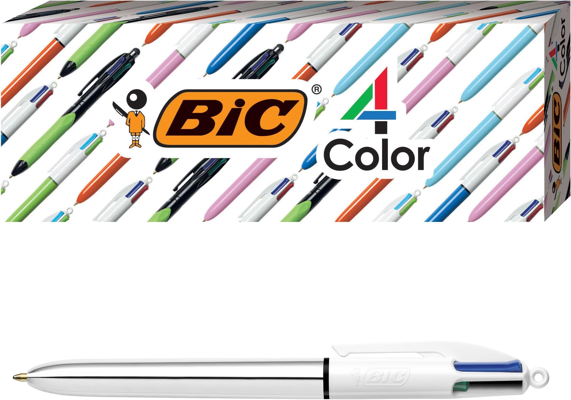 4-Color Shine Ballpoint Pen, Silver Barrel, Medium Point (1.0mm), Assorted Inks, 3-Count