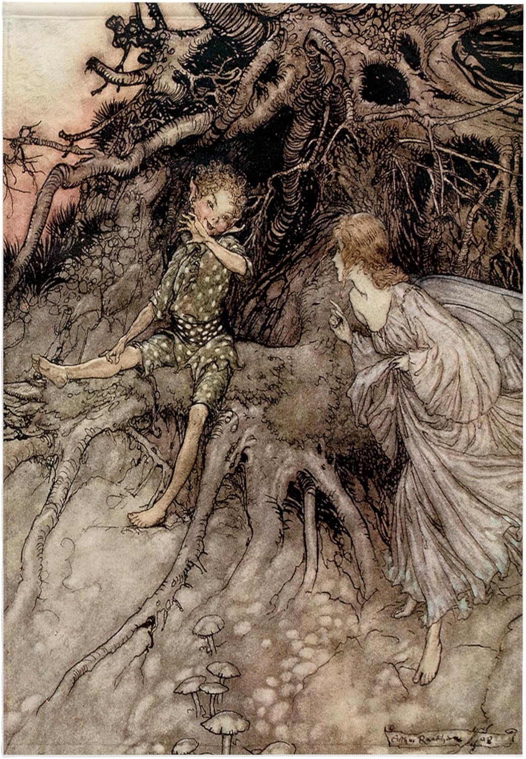 3dRose A Midsummer Nights Dream 2 Arthur Rackham Fantasy Fairy Painting 22x30 Bath Hand Pool Towel