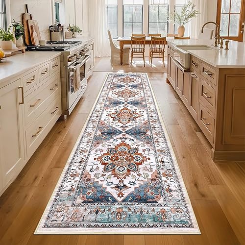 Miniatura 25 de Bsmathom Alfombra de Pasillo para Pasillos Antideslizante Lavable Boho 2x6 Alfombras de Pasillo Pelo Bajo Alfombras Vintage para Entrada, Cocina,