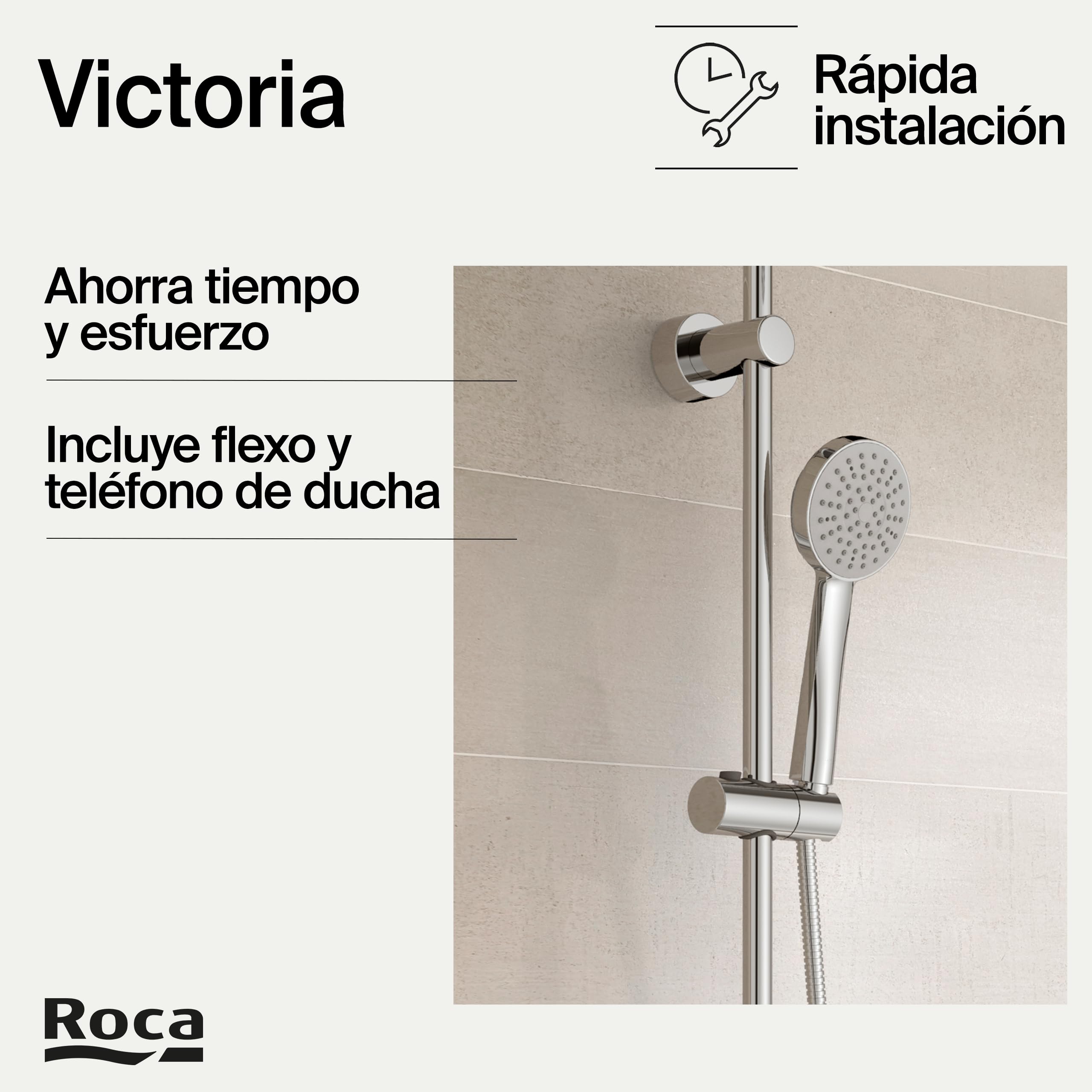 Roca A5A9F18C00 - Columna de ducha termostática Victoria BASIC, Version Nueva, Cromo