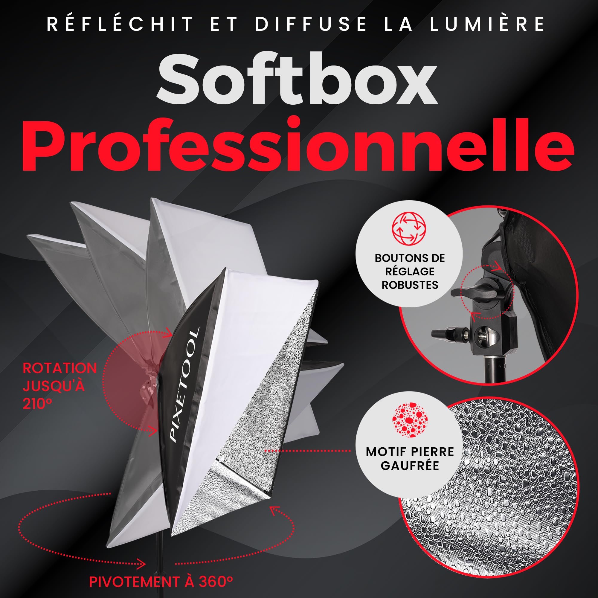 Kit Studio Photo et Éclairage – Softbox - Écran de Projection - Fond Vert avec Support (3m x 3m) -3X Toile de Fond Photo – Green Screen – Lampe - Lumiere -Photographie Streaming Gaming Jeu