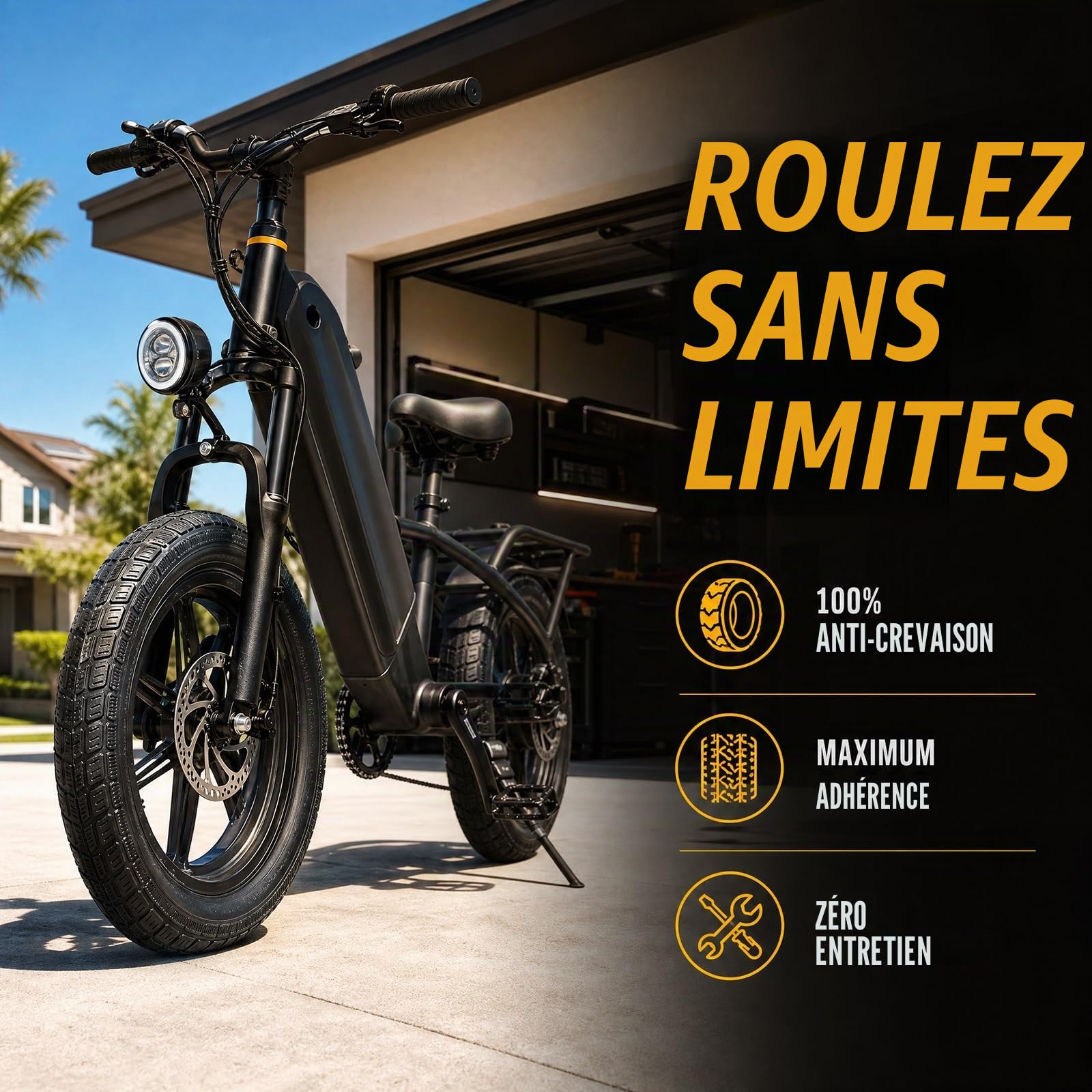 16X2,125 Pneu Plein pour Vélo 16 Pouces Pneu en Caoutchouc Increvable | Indéchirable Et Anti-crevaison Vélo Électrique Pneus pour Électrique pour Tout Terrain