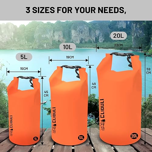 Miniatura 6 de Bolsa seca impermeable, mochila impermeable pequeña naranja con parte superior enrollable, 2L5L10L20L30L40L, bolsas ligeras flotantes para kayak,