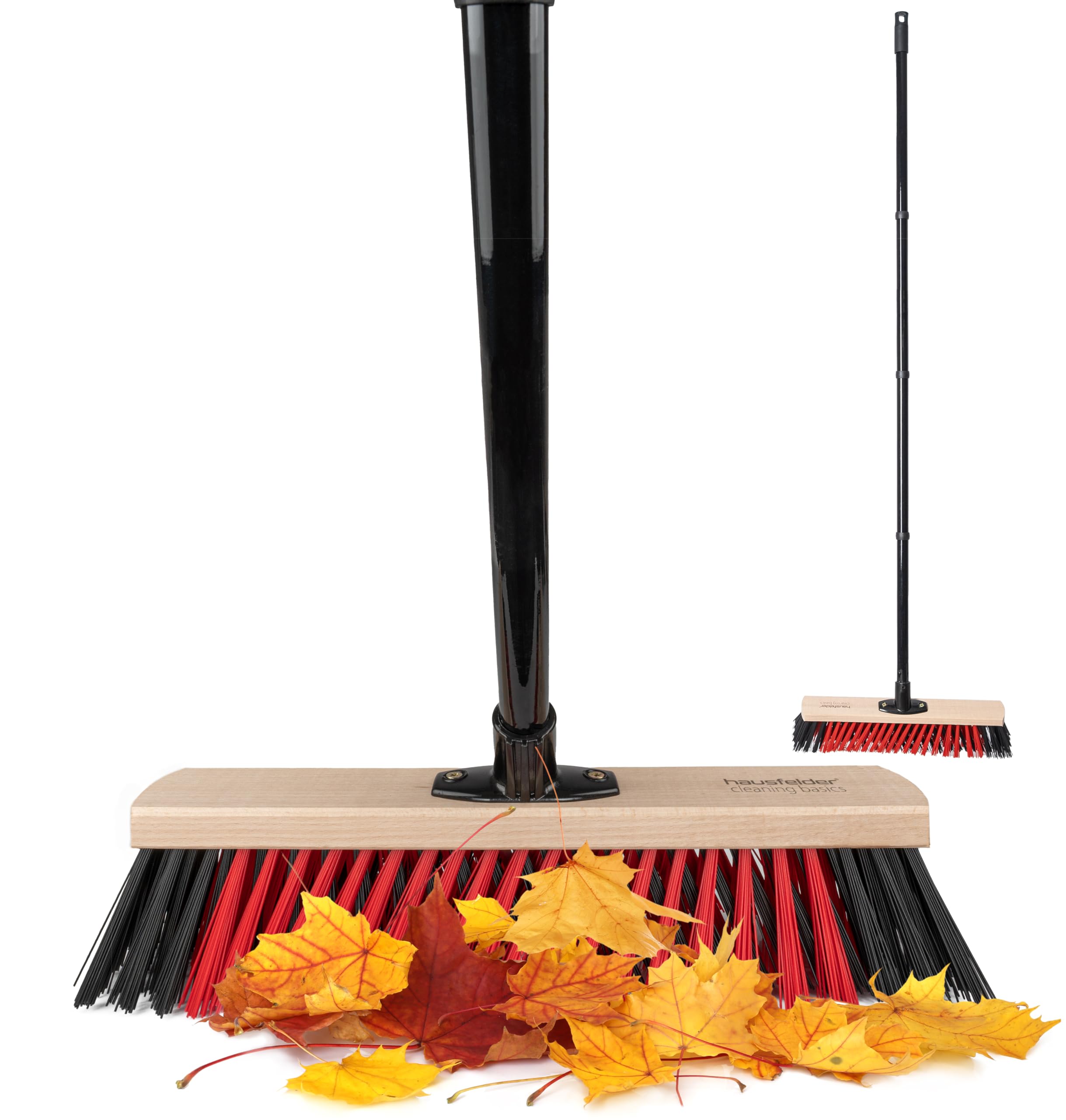 Hausfelder Scopa da esterno larga 40 cm con manico, scopa da giardino resistente larga paletta, scopa industriale per pavimenti