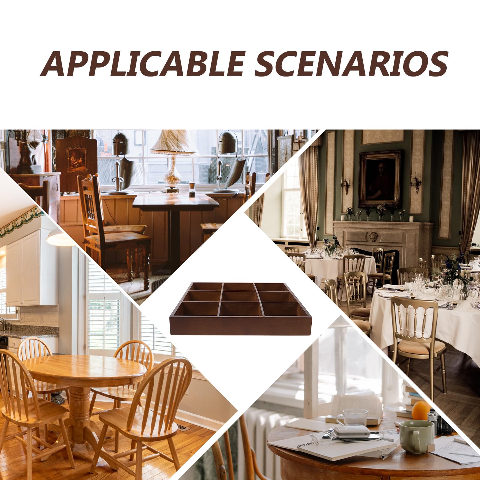 Plateau de Service en Bambou à 9 Compartiments pour Légumes | Séparation des Aliments, Usage Maison ou Restaurant, Design Élégant Divisé, Format Portable