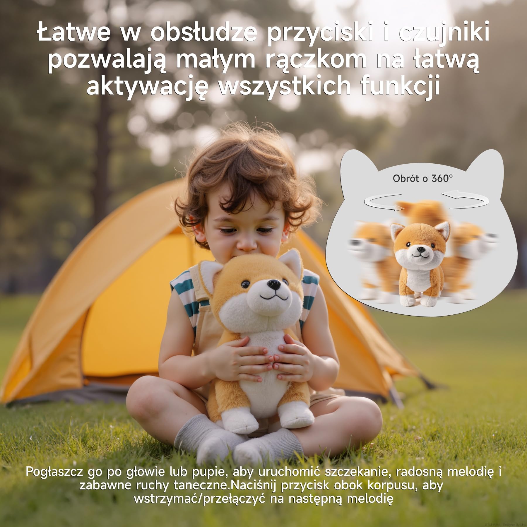 Pluszowy Piesek, Szczeka, Śpiewa, Kręci się w Kółko, Interaktywny Pluszowy Szczeniak, Zabawkowy Pies Dla Dzieci Chłopców i Dziewczynek