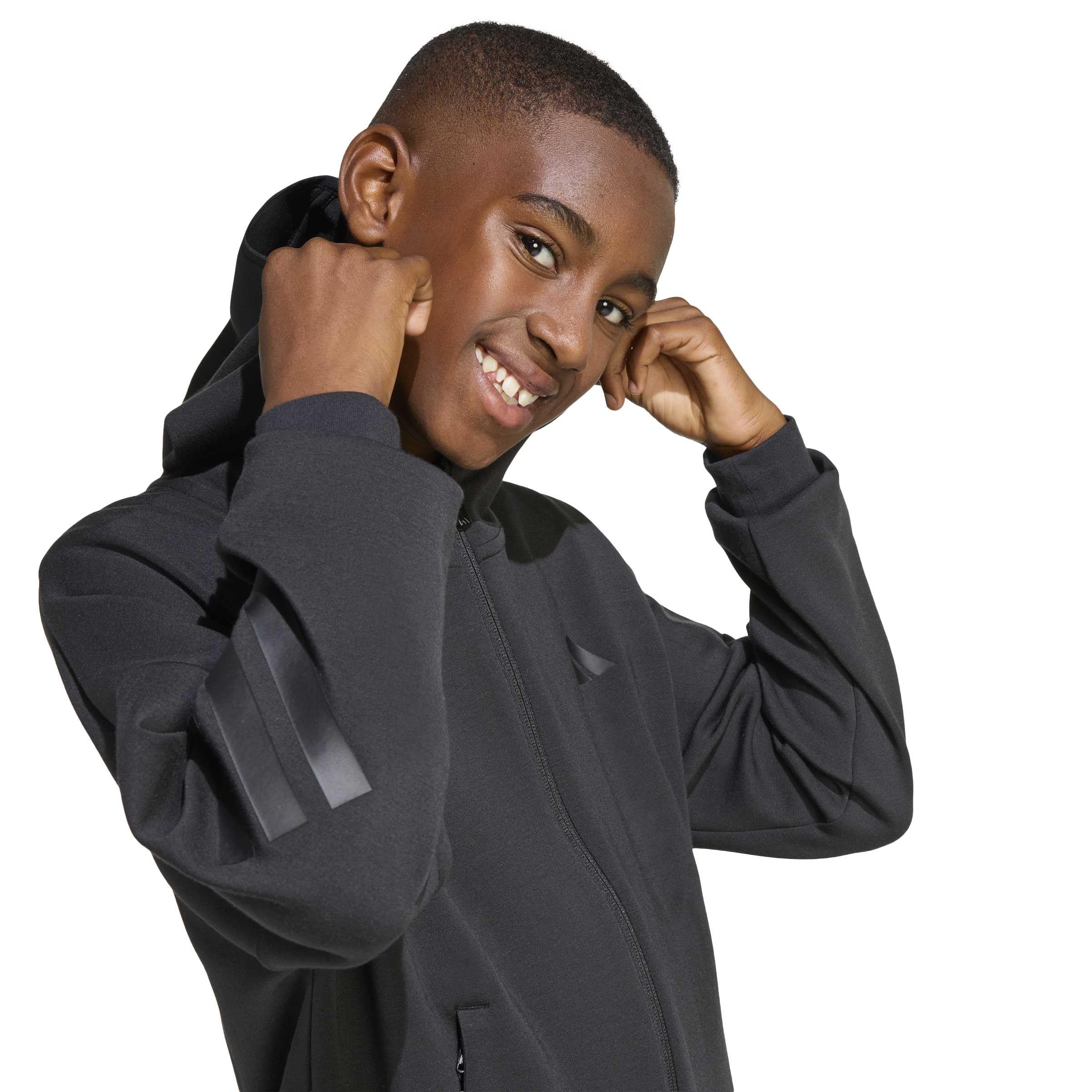 adidas Uniseks - dzieci Future Icons 3 Stripes Full Zip Hoodie Sweatshirt, black/black, 15-16 Years
