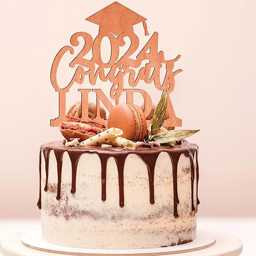 Miniatura 4 de Decoración personalizada para tartas de graduación  Decoración para tartas de graduación con nombre y fecha  Decoraciones acrílicas personalizadas