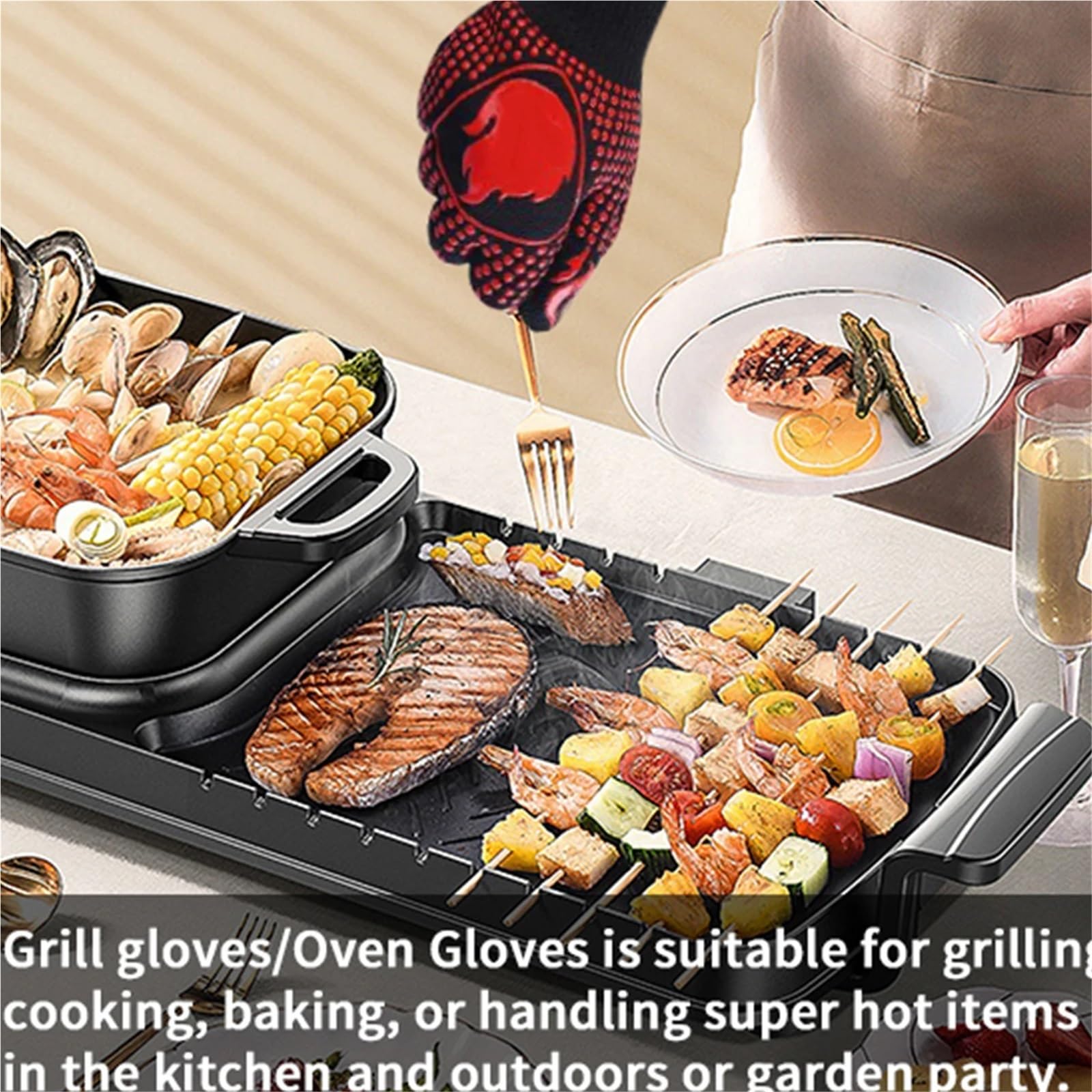 BBQ Anti-Verbrühungshandschuhe Küche Hitzebeständig Grillen Ofenhandschuhe Grill Mikrowelle Hochtemperaturisolierung für BBQ
