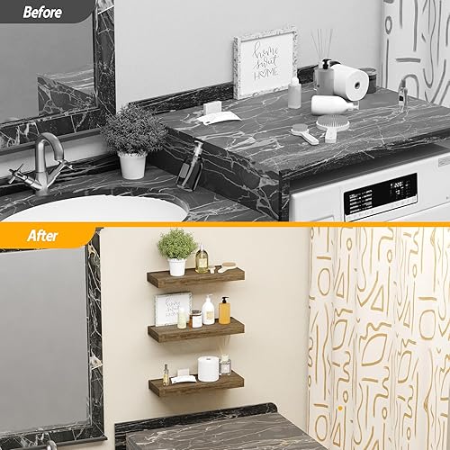 Miniatura 7 de BAMEOS Estantes flotantes, estantes de madera blancos para montar en la pared con soportes invisibles, juego de 3, estantes colgantes de pared