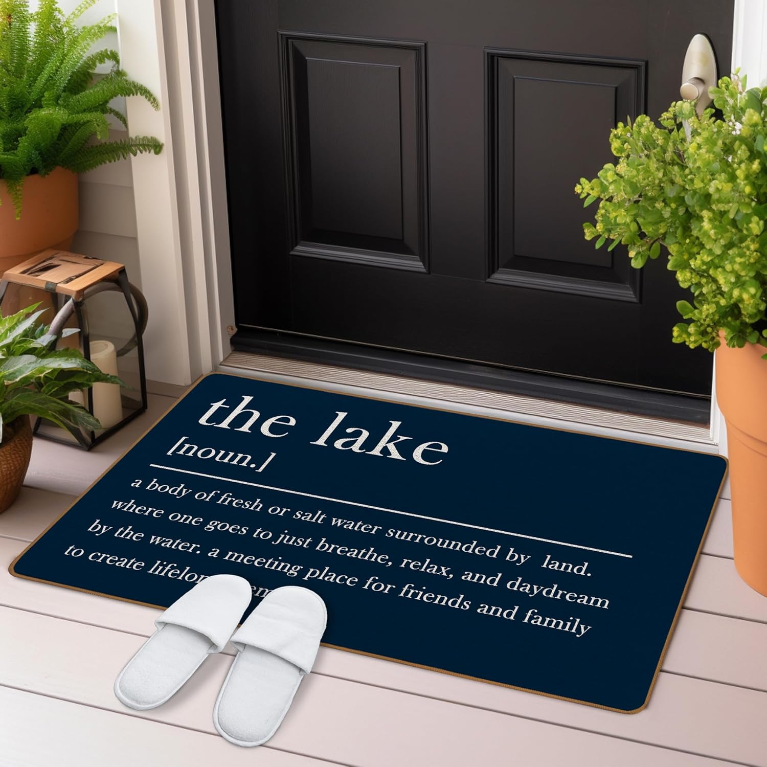 Navy Blue the Lake Door Mat, Lake House Welcome Mat, Lake Front Doormats Indoor Outside Entrance, Lake Life Gifts, Lake House Decor, Lake Cabin Decor, Lake Decor for Home, 17x29 Inch