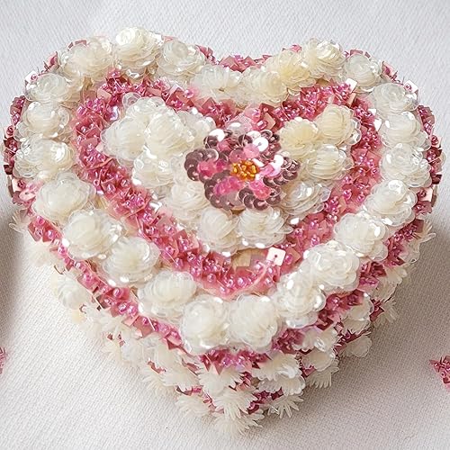 Expo International 6 Yards of Rosettes Sequin Trim 6 Packs of 1yd Applique, Crystal Aurora Borealis