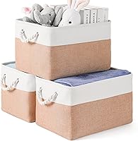 Vista 19 de Paquete de 3 contenedores de almacenamiento, canastas de almacenamiento de tela para almacenamiento plegables de lona medianas para organización