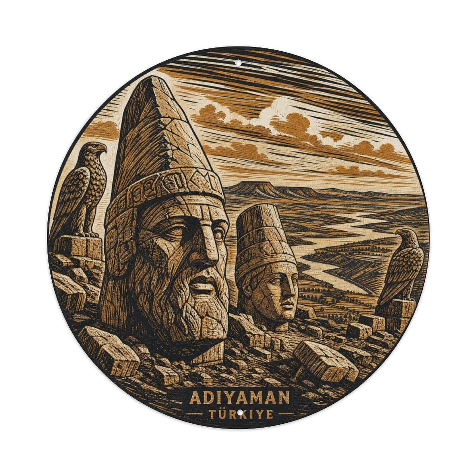 Adiyaman Nemrut Turkey Ancient Heritage Woodblock Metal Tin Sign