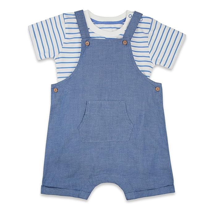 haus & kinder 100% Cotton Baby Boy Dungaree with Full Sleeve Tshirt