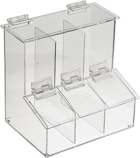 Heathrow Scientific HD23403 Crystal-Clear Workstation Dispensing 3-Place Compartment Bin, 217mm Length x 170mm Width x 217mm Depth