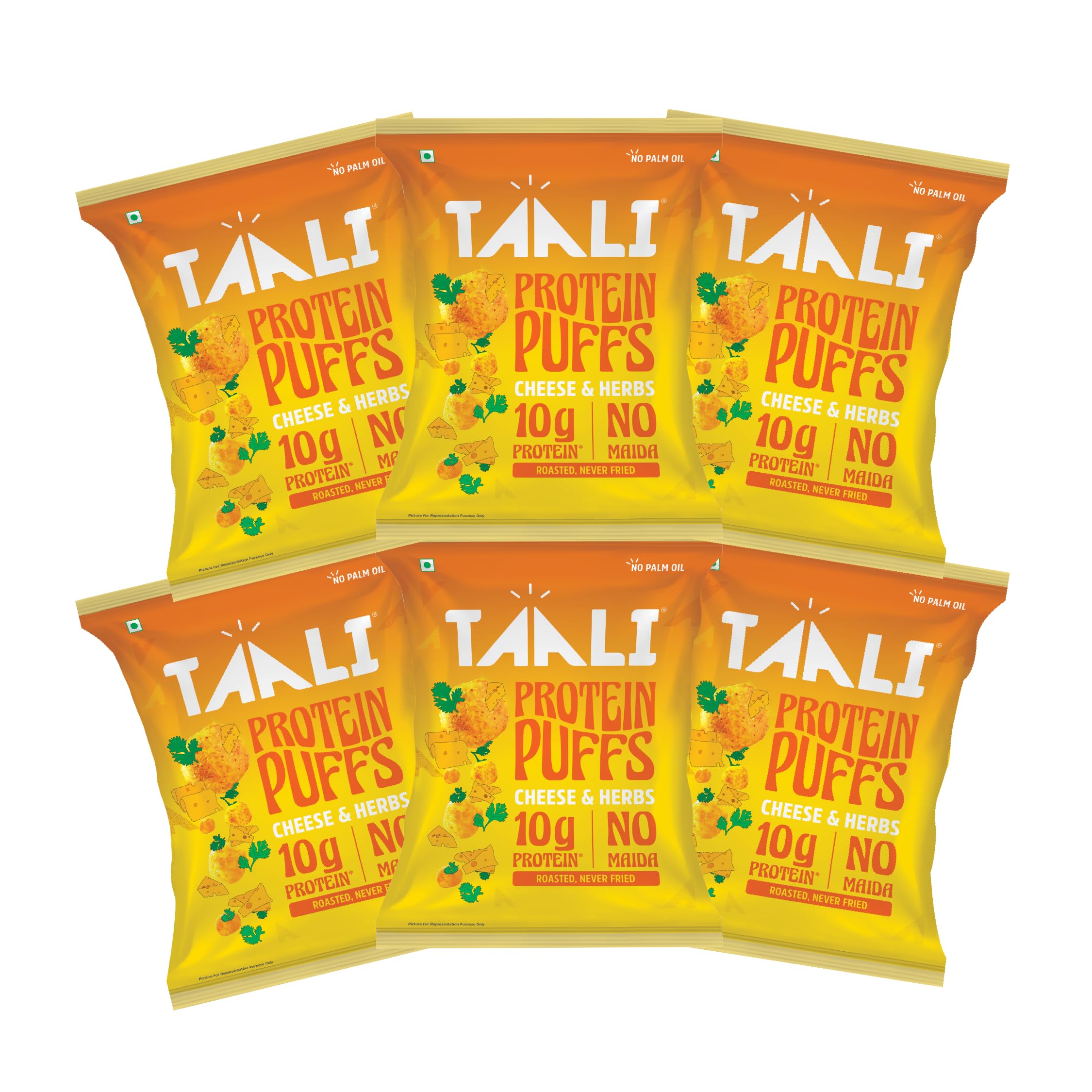 Jowar & Protein Puffs | 60 gm (Pack of 6) | Cheese & Herbs | Healthy Roasted Tasty Snacks, Ready to eat | 100% Veg., Gluten free products, No Cholesterol, No Trans-Fat