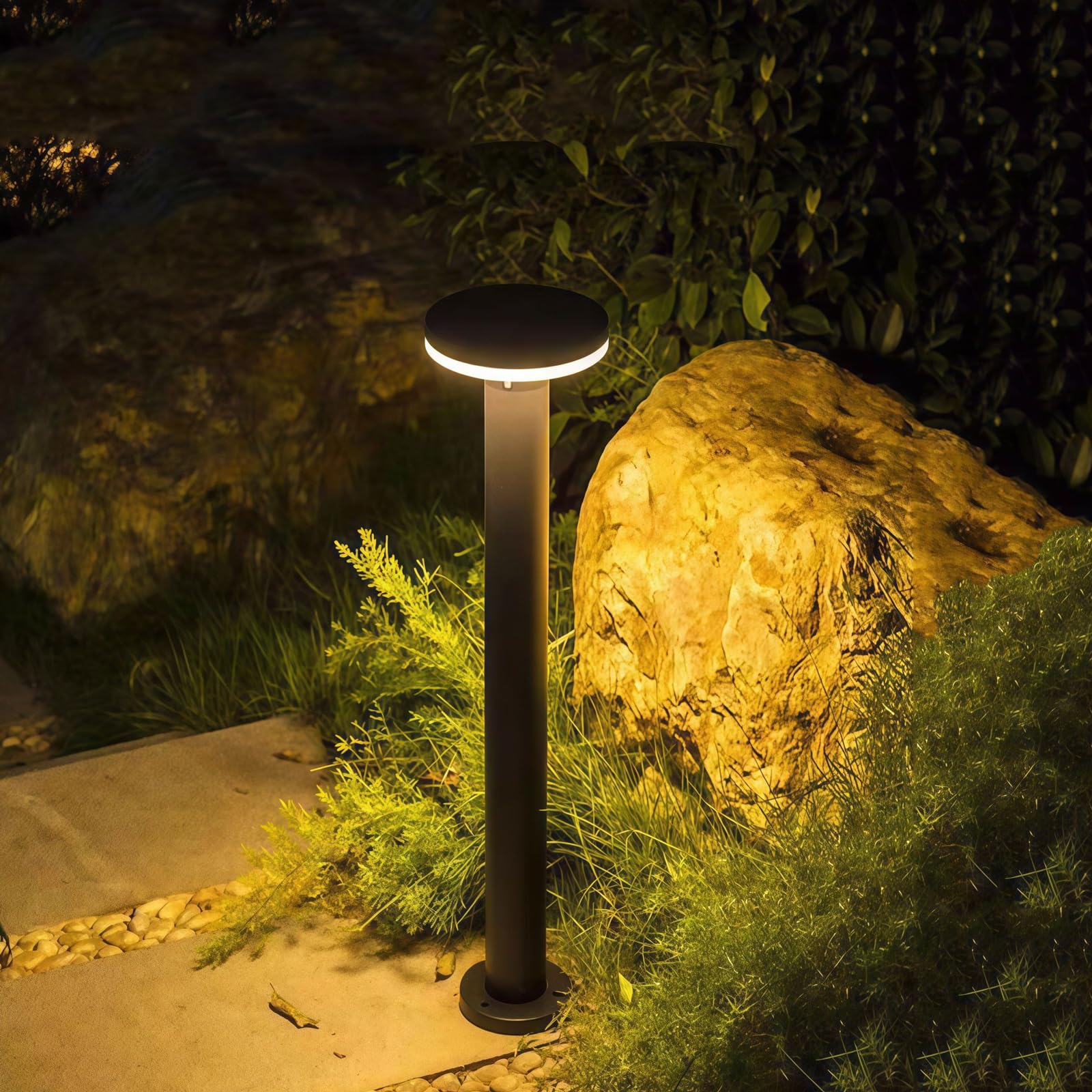 SDUYTDG Outdoor Pathway Lights, 11.8“-31.5" 3000K LED Bollard Lights Outdoor, IP54 Waterproof Path Lamp, Modern Commercial Landscape Lighting for Driveway Walkway Sidewalk Garden Lawn