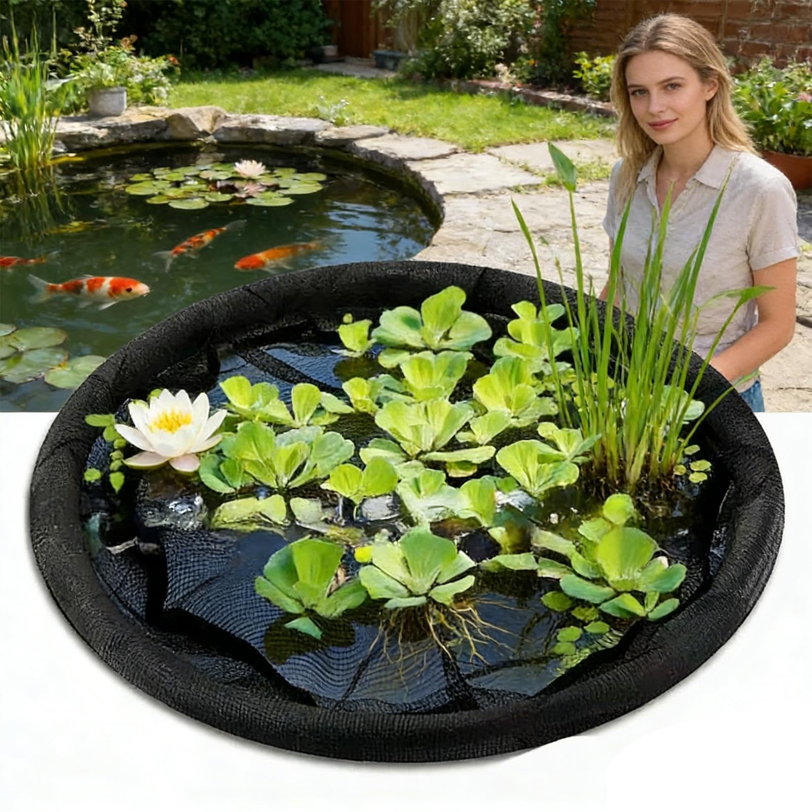 Generisch Wasserpflanzenschutzring | Wiederverwendbare Schmutzfänger - Teichschutz Schwimmende Insel - für Hinterhof, Terrasse, Gartenteiche, Landschaftsbau, Hobbygärtner