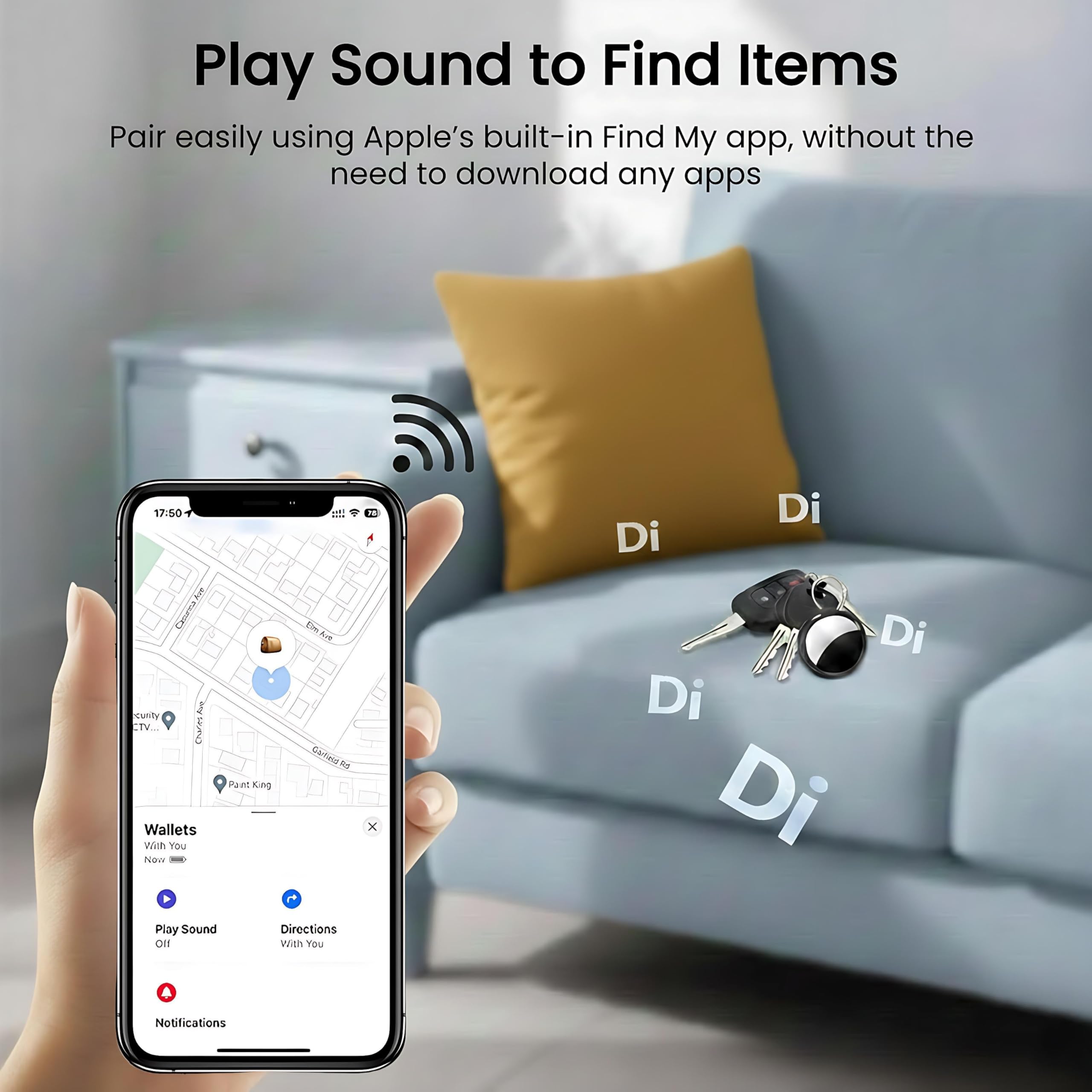 4 Pack Tracker Tags[Apple MFi Certified] Work with Apple Find My(iOS Only) Bluetooth Smart Tag Key Item Finder Waterproof Worldwide Replaceable Battery Tracking Tag for Kids Car Wallet Pets Luggage — view 3