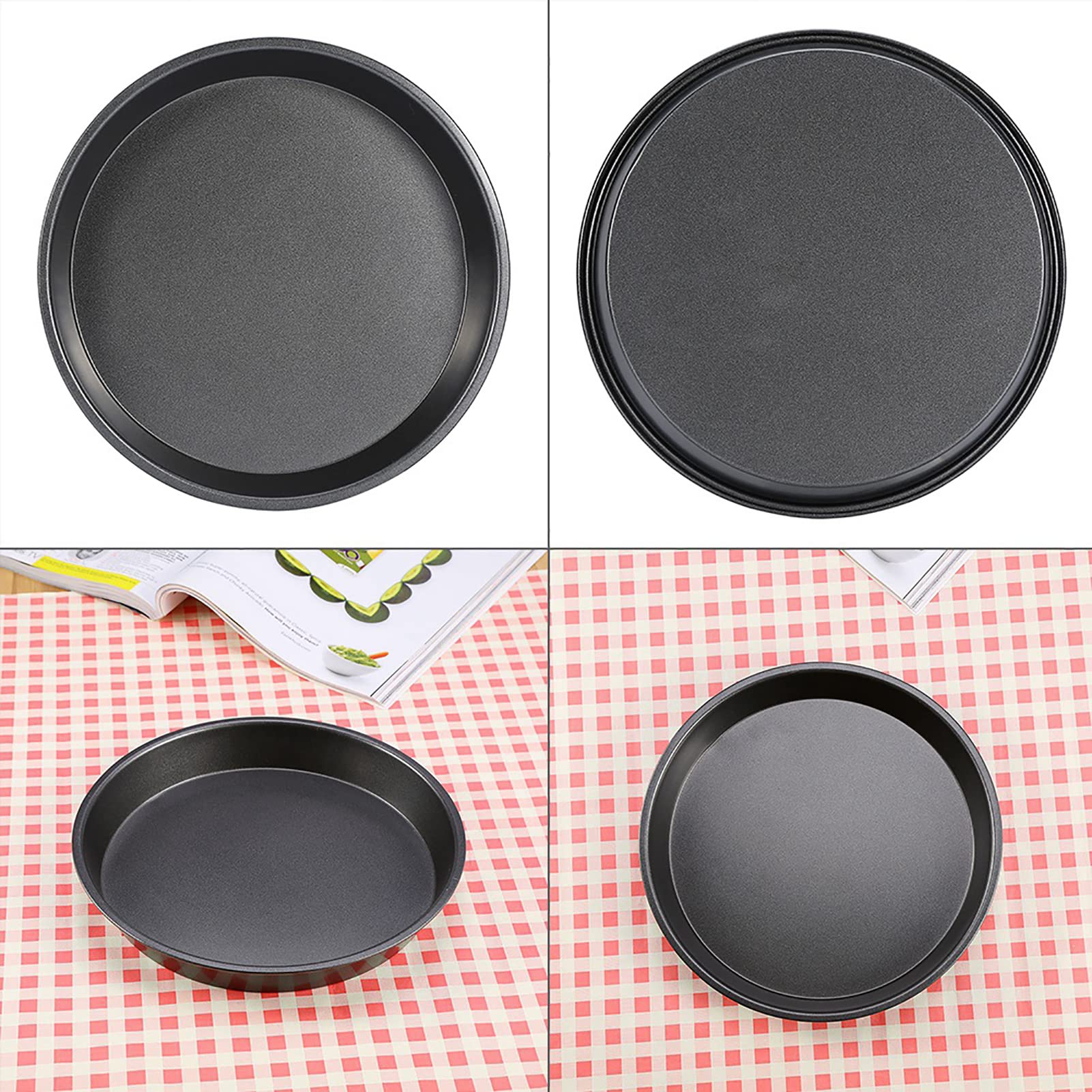 Plat Profond Rond à Pizza, 23 X 4 Cm En Acier Au Carbone Antiadhésif Rond à Pizza Plat à Pizza Plateau à Gâteau Moule à Gâteau Four à Micro-ondes Plats De Cuisson Casseroles