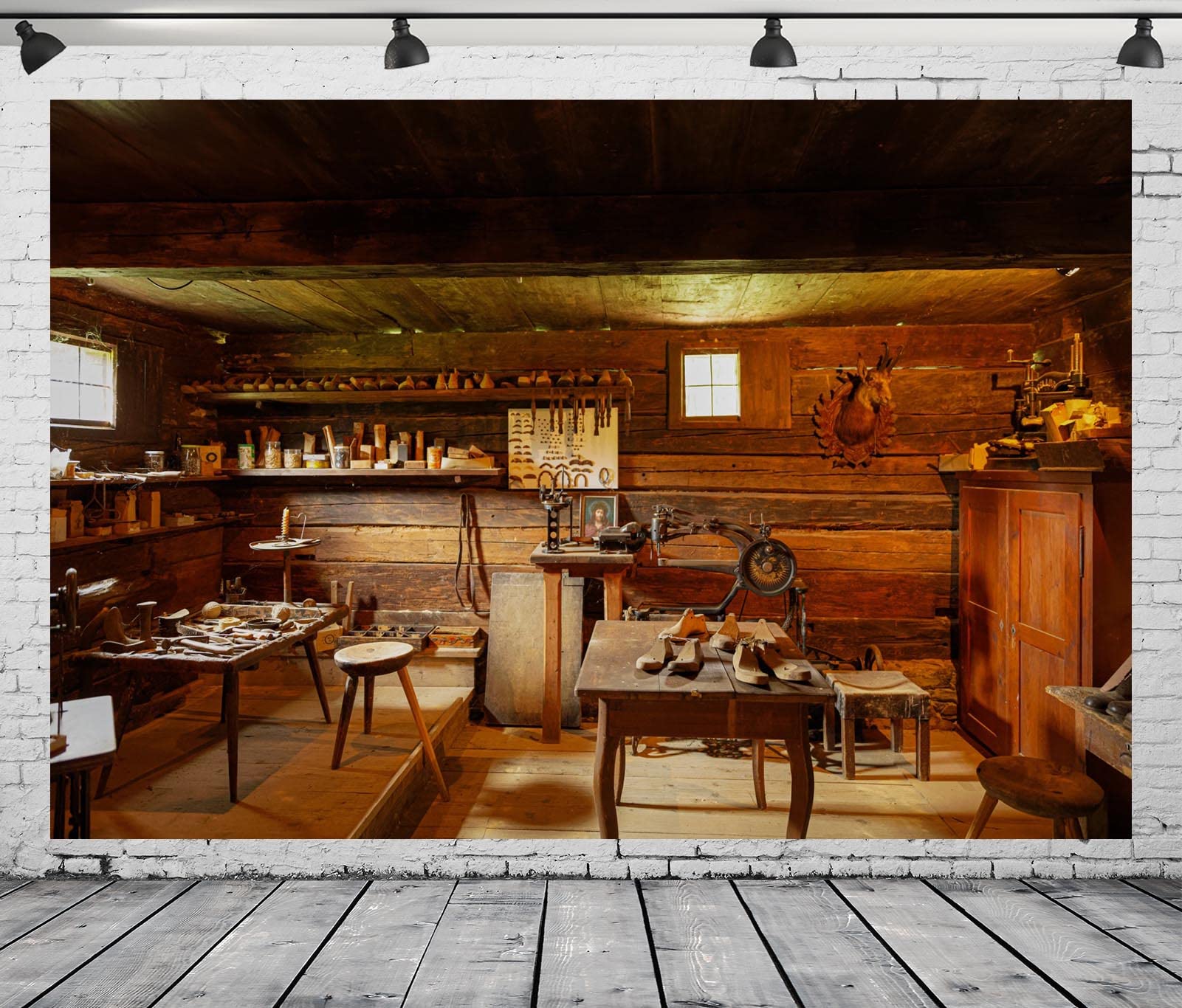 BELECO 3.6x2.5m Telo sfondo laboratorio calzolaio vintage | Attrezzi cuoio antichi sfondo retrò medioevo tema western ritratto studio fotografico
