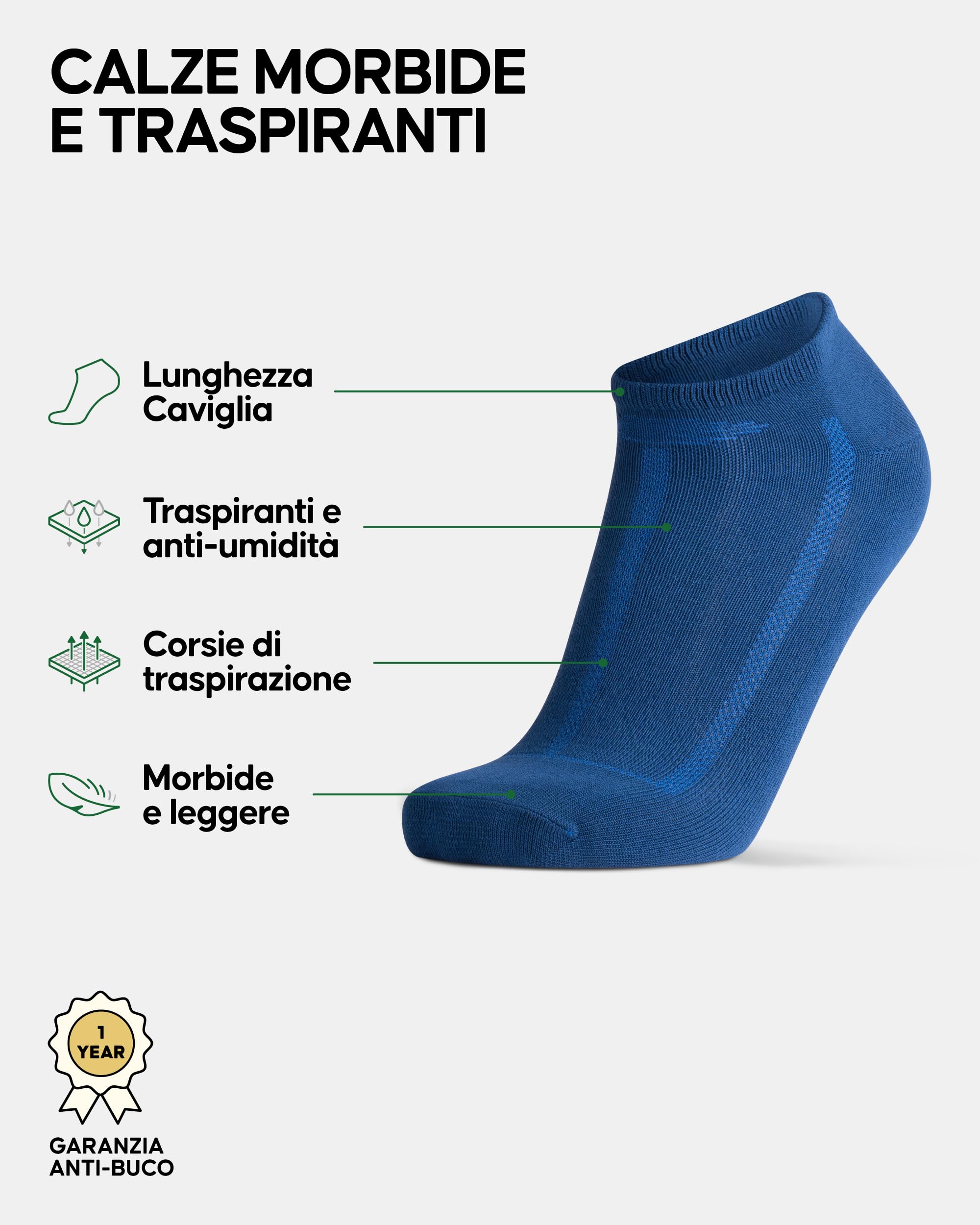 DANISH ENDURANCE Calzini Corti Uomo in Fibra di Bambù, Fantasmini Uomo Estivi, Morbidi e Traspiranti, Calzini Leggeri alla Caviglia, 6 Paia